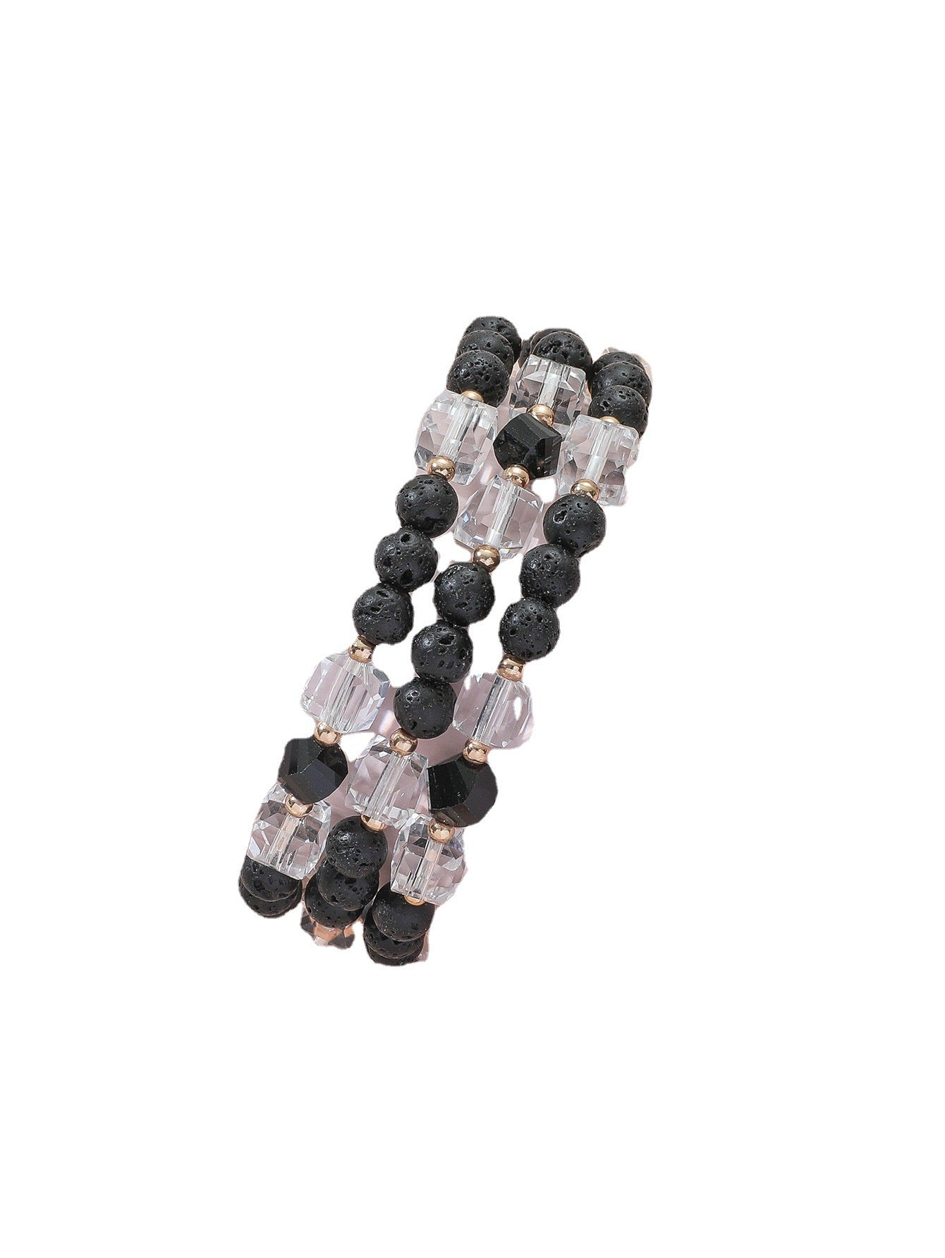 Pulsera de aleación multicapa con cuentas de tubo de latón y corazón de amor al por mayor